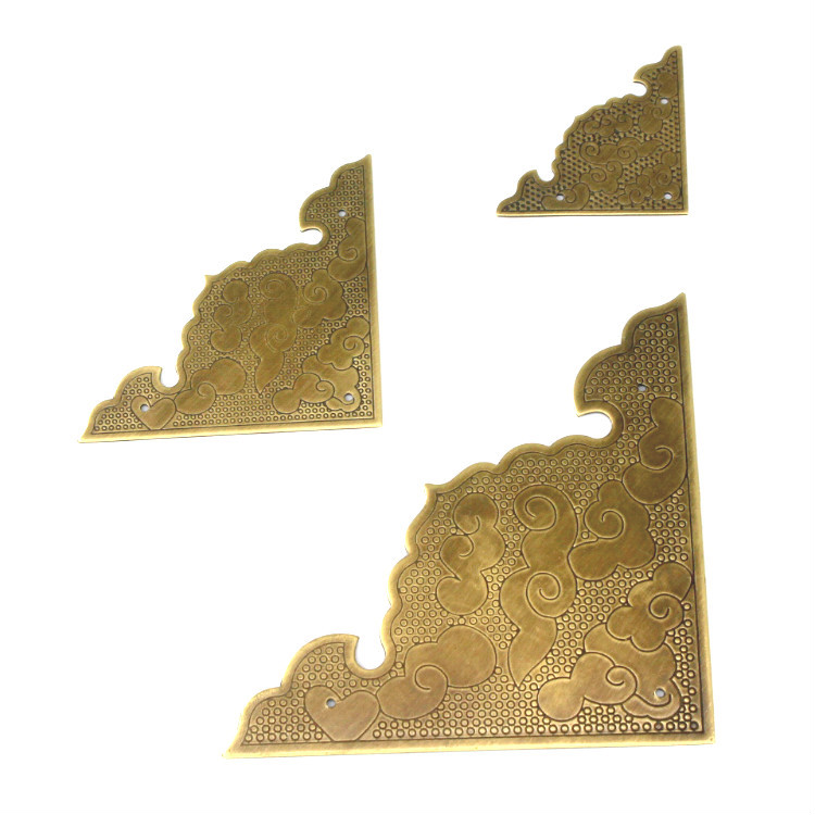 新中式柜门角花纯铜角花贴中式柜子铜护角包角首饰盒装饰铜片角花边长