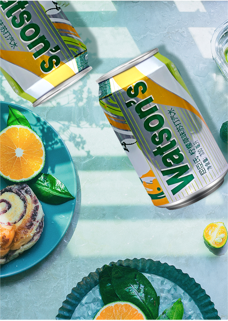 屈臣氏watsons柠檬草味苏打汽水330ml6罐装饮料鸡尾酒调料饮用水