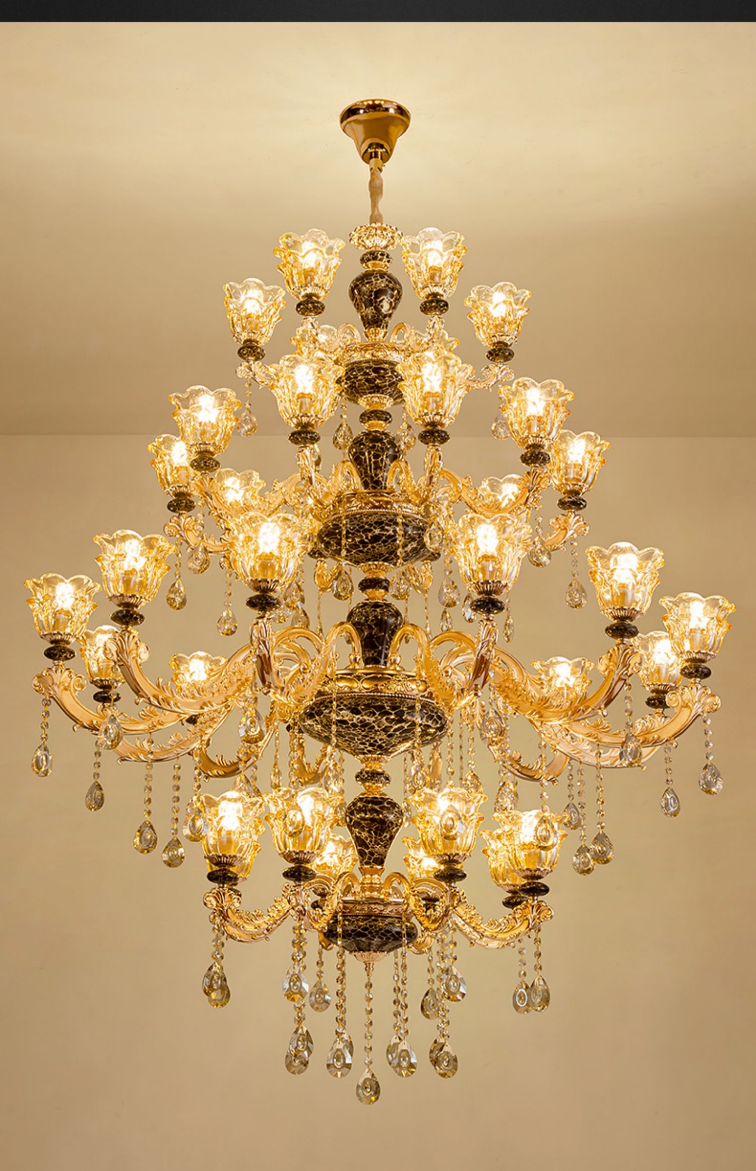 雾隐门水晶吊灯欧式别墅客厅大吊灯楼中楼复式楼中空楼梯灯大气奢华