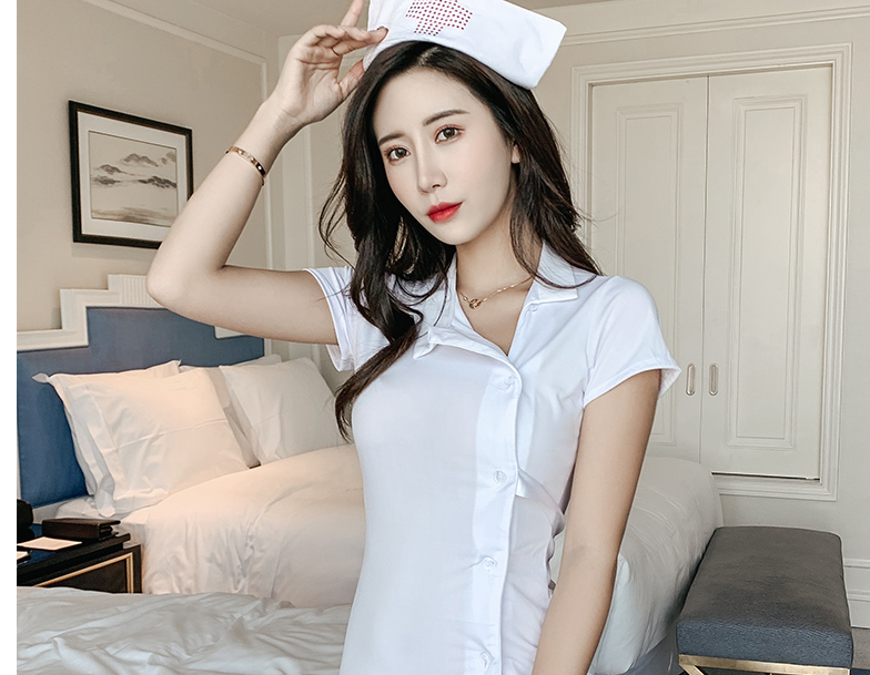 久爱性感免脱睡衣大码护士衣服制服诱惑激情套装女透明 粉色(衣服