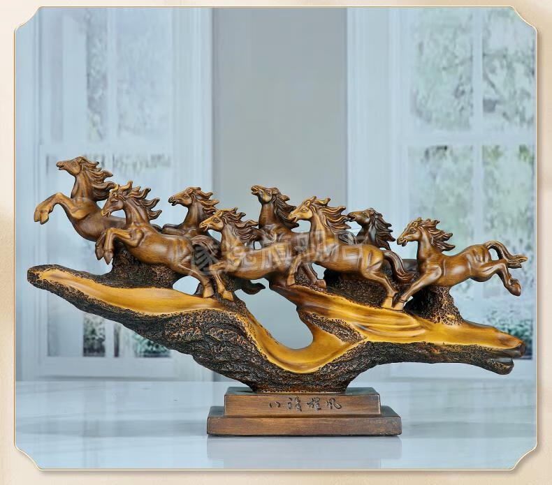 现货闪发八骏雄风马摆件工艺品中式客厅办公室酒柜装饰品公司乔迁开业
