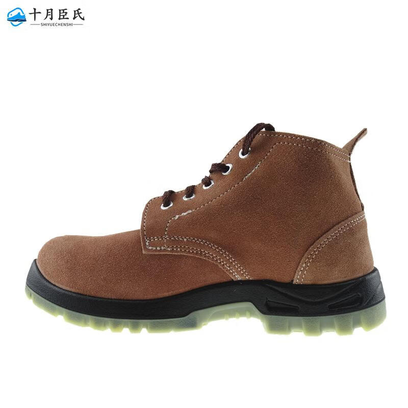 十月臣氏电焊工作鞋翻毛皮劳保皮鞋真牛皮劳保鞋男牛筋底电工高帮翻毛