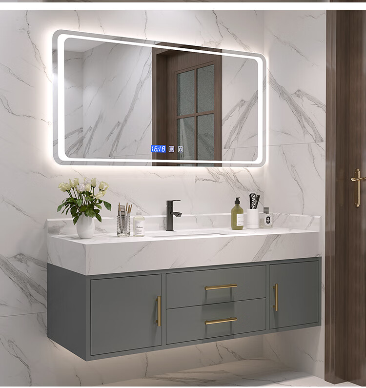 九牧王品质浴室柜组合岩板一体简约现代卫生间智能洗手洗脸盆卫浴