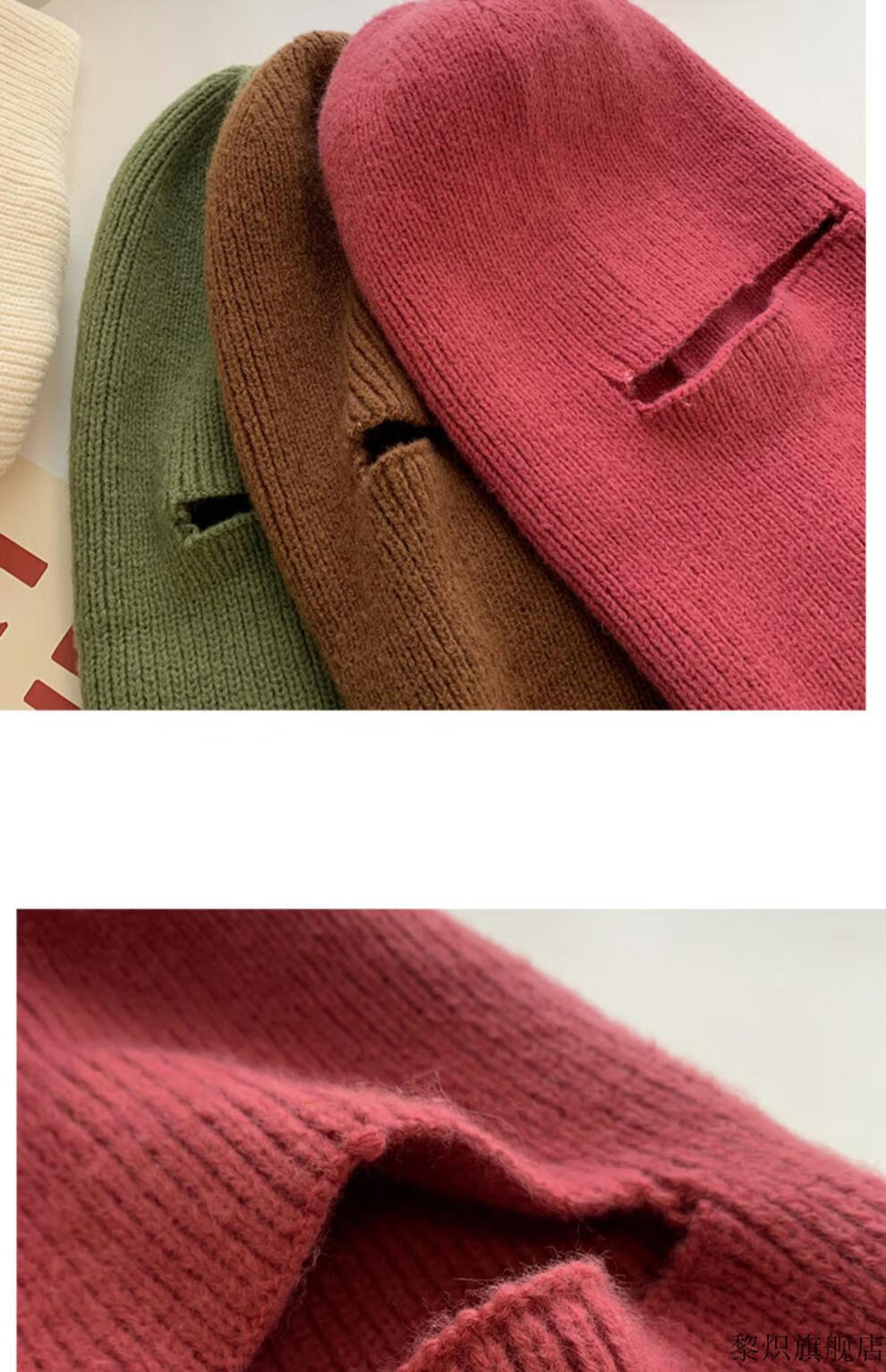 07防寒面罩 针织毛线帽女秋冬季蒙面面罩防寒骑行套头帽搞怪护耳围脖