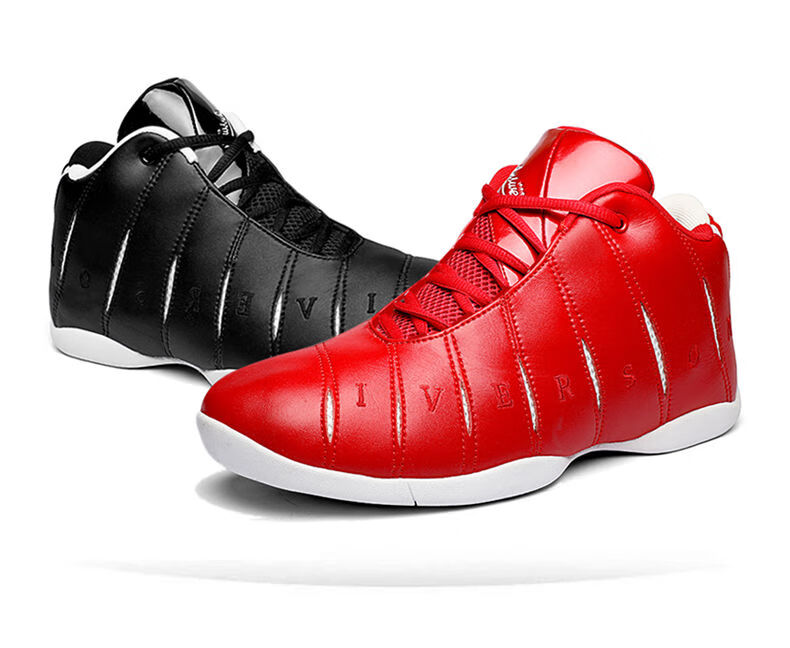 iverson/艾弗森篮球鞋黑红鸳鸯运动鞋防滑减震青少年皮面战靴 红色