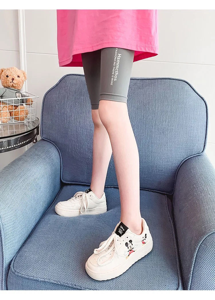 尊品熊女童鲨鱼裤夏季外穿薄款打底裤女夏薄款中大童儿童紧身裤小女孩
