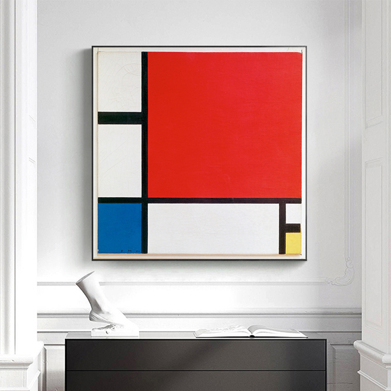 蒙德里安装饰画油画玄关装饰画几何走廊格子抽象艺术挂画卧室背景墙客
