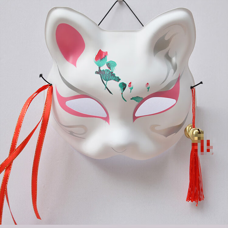 裳淇日式和风狐狸猫脸半脸面具墙挂饰cos动漫面罩日料居酒屋装饰挂件