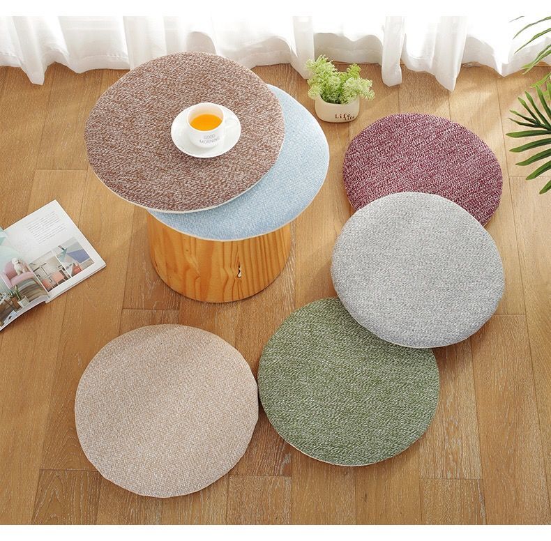 迪梵路加厚圆形坐垫可拆洗藤椅坐垫圆凳子椅子垫纯色防滑套地垫罩棉线