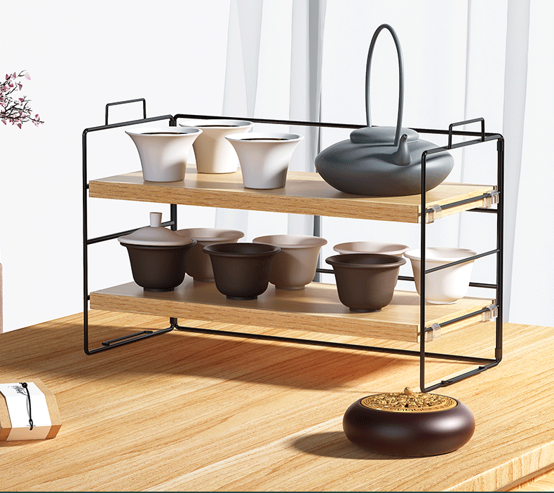 阅千旬茶杯架子茶具收纳架桌面摆放架茶桌上收纳置物架柜茶叶功夫茶壶