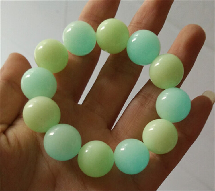 已开好光天然夜光石手链夜明珠发光陨石手串萤石手链原石饰品情侣款双