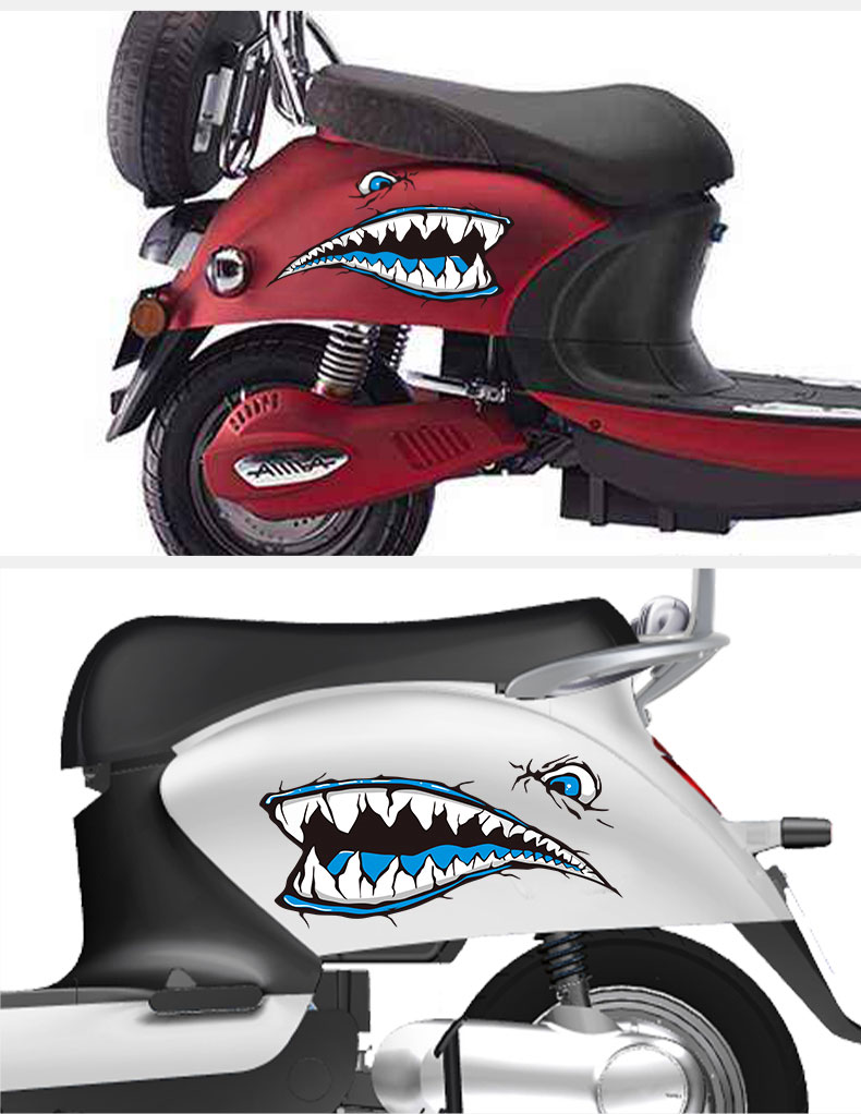 适用于小绵羊电动摩托车鲨鱼嘴车贴汽车个性创意腰线拉花遮挡划痕贴纸