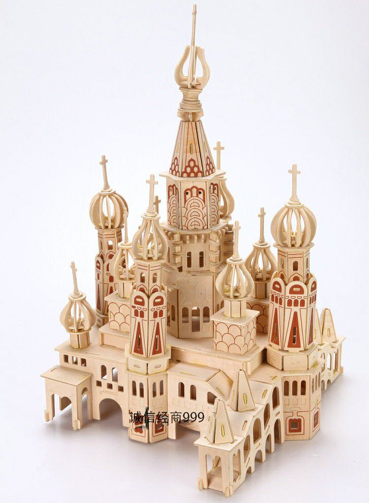木质3d立体拼图基督大教堂手工玩具建筑模型木制积木大型拼装城堡精灵
