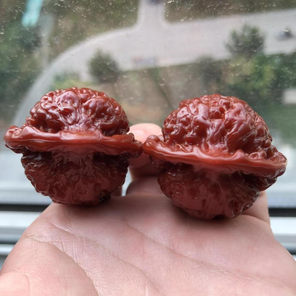 文玩核桃 机刷包浆玉化核桃大官帽核桃 麒麟纹王勇官帽 把玩核桃 轻微