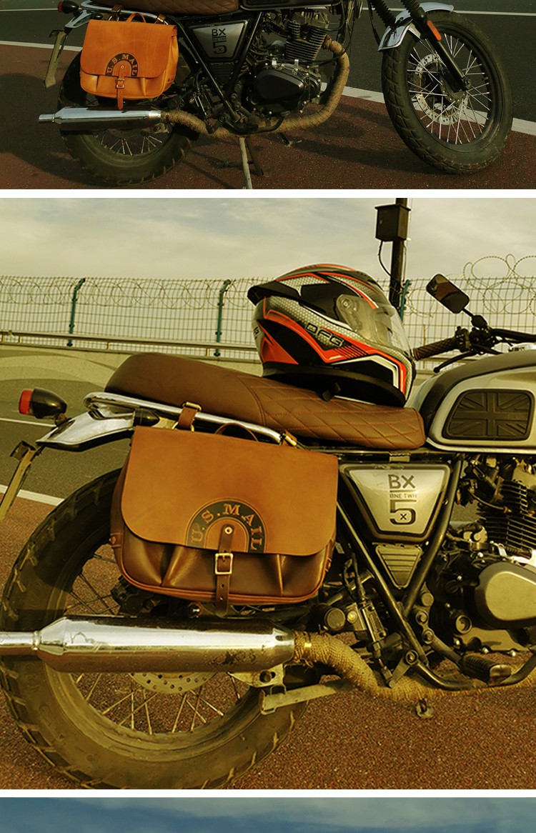 摩托车骑士单肩斜挎包复古包斜挎牛皮包背包防水欧美凯旋宝马拿铁机车
