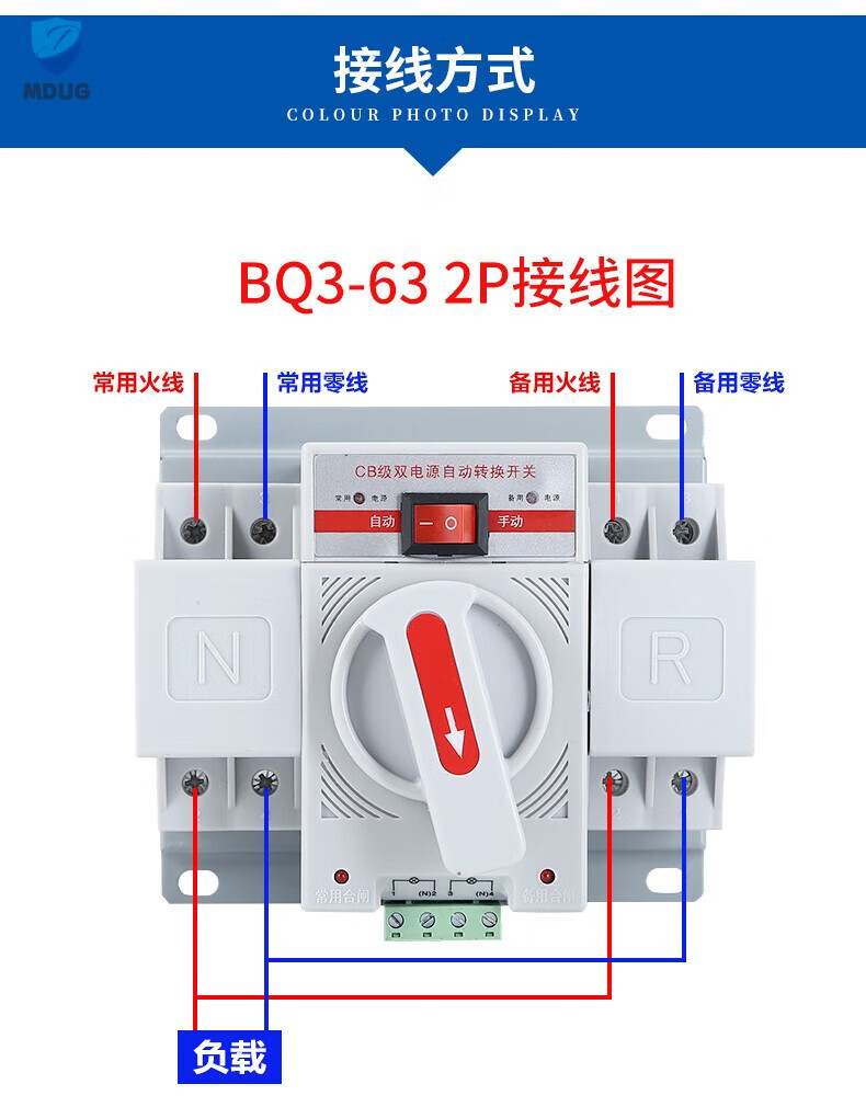 18，上海人民電器雙電源自動轉換開關2p63A切換開關3P100A4P63A迷你型 63A 2P