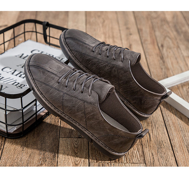 δ鳄鱼恤crocodile2022春季新款男鞋英伦小皮鞋男士布洛克休闲皮鞋