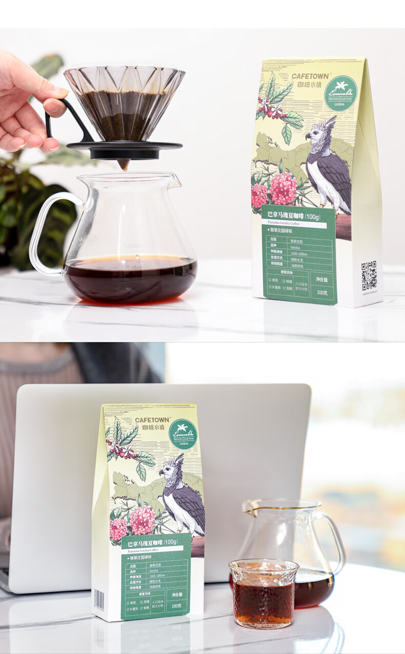 咖啡小镇巴拿马翡翠庄园绿标瑰夏咖啡豆私人珍藏级单品咖啡100g 轻度