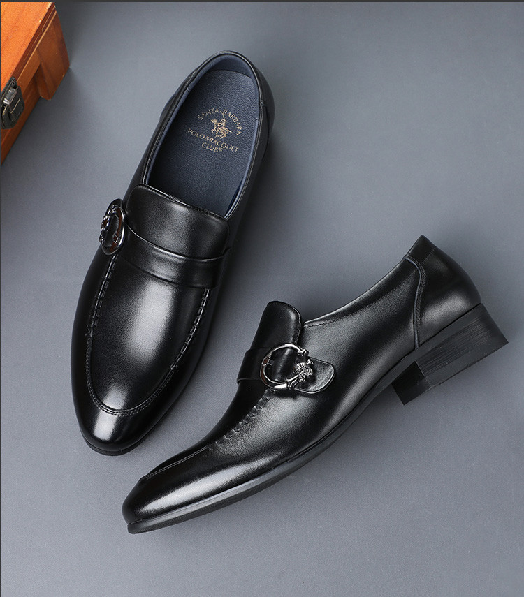 圣大保罗男士皮鞋新款商务休闲鞋一脚蹬通勤鞋婚礼宴会正装头层牛皮鞋