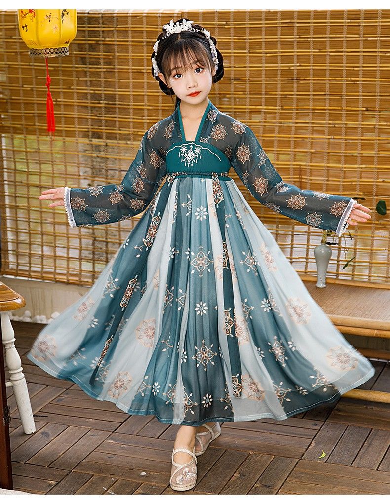 凯蒂猫小女孩汉服民族服装儿童古装女童10岁女孩中国风裙子小学生古风