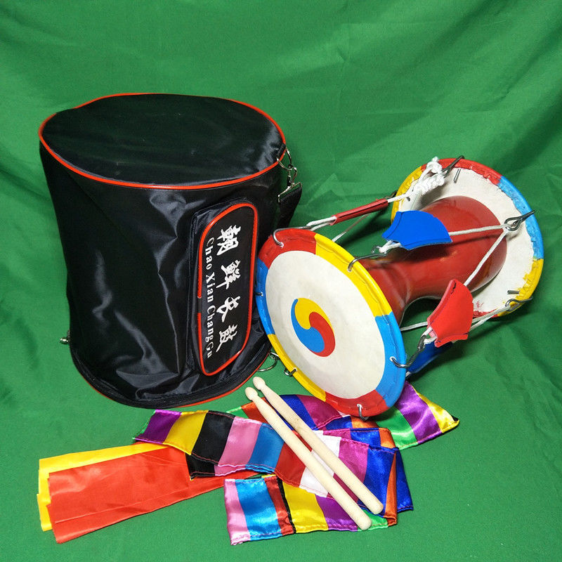 朝鲜鼓朝鲜长鼓舞蹈伴奏演出道具鼓拉绳圆鼓牛皮鼓朝鲜族表演鼓中号