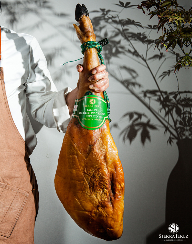 西班牙火腿整只伊比利亚sj黑猪后腿带骨整腿生吃绿标白标 42个月白标7