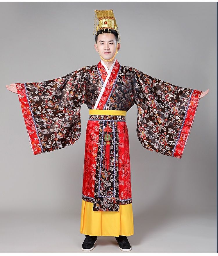 龙袍唐朝皇帝服装古装秦朝汉武帝古代龙袍汉太子男士古装秋红色服装