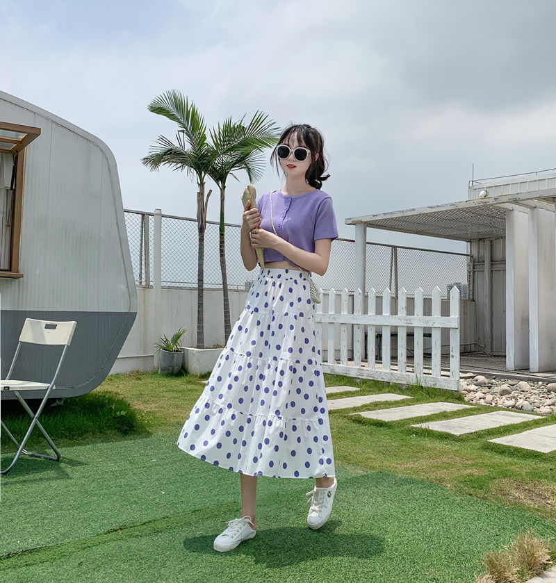 2040岁年轻妈妈中年妇女春夏天穿的带内衬黑白波点半身裙女夏韩版新款