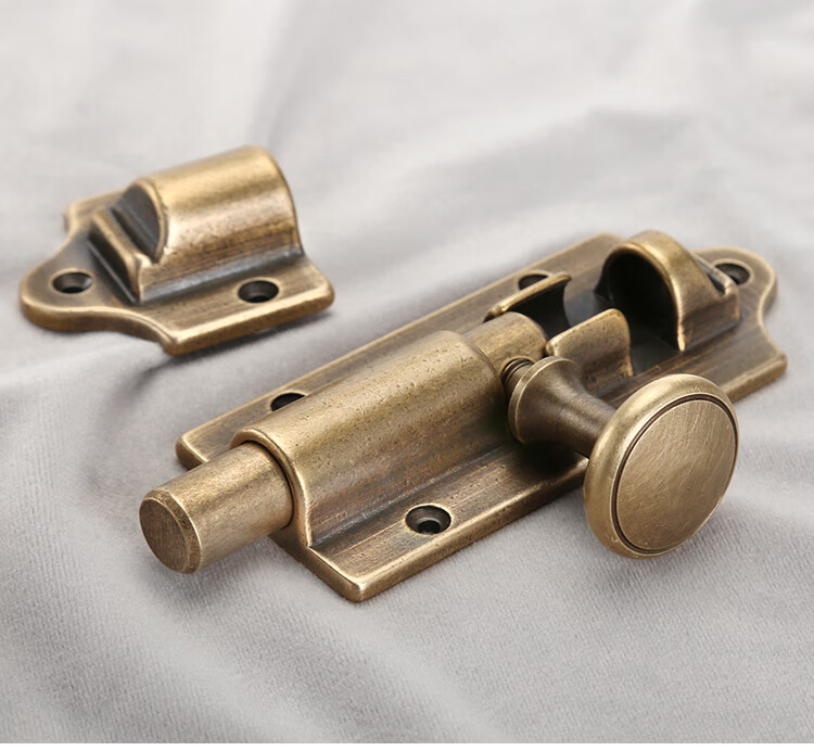纯铜插销门栓门扣门插复古大插销锁明装加厚仿古老式木门窗户插销古铜
