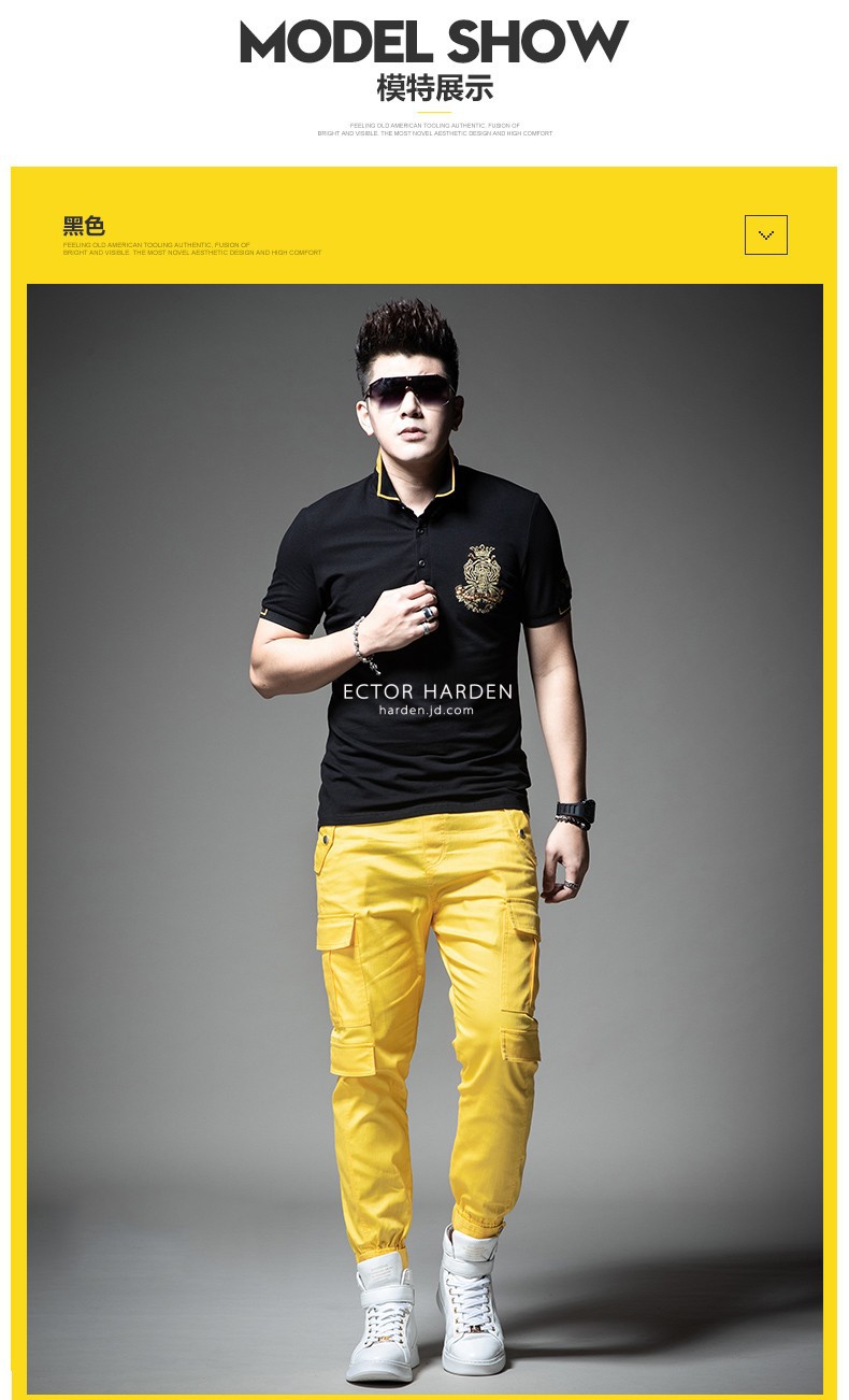 赫尔哈顿(ector harden)polo衫2020新款潮流刺绣男装时尚翻领修身上衣