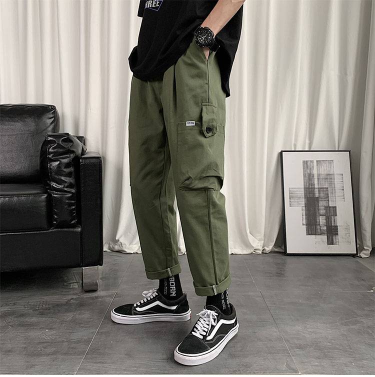 啄木鸟直筒工装裤男9分日系九分裤ins港风韩版潮流大码男士男式春季
