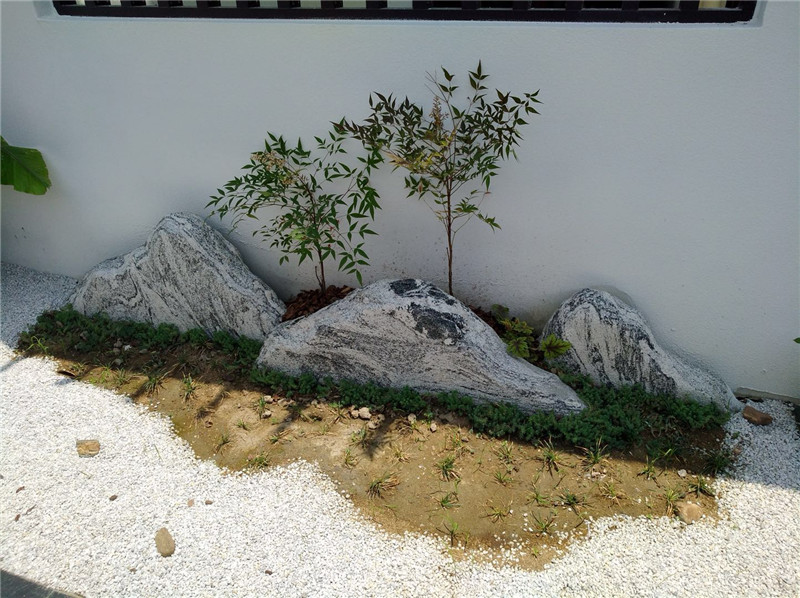 冷溪石雕雪浪石切片组合室内枯山水假山设计户外天然泰山石景观石厂家