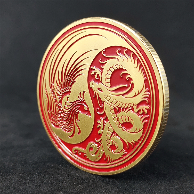 吉祥金色硬币龙凤呈祥纪念币中国风四大神兽八卦阴阳幸运图腾守护币