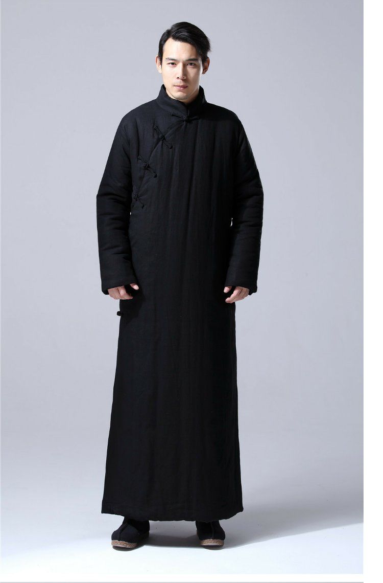 恒源祥品牌中国风男装棉麻冬保暖唐装斜襟长袍马褂民国长衫中式长款
