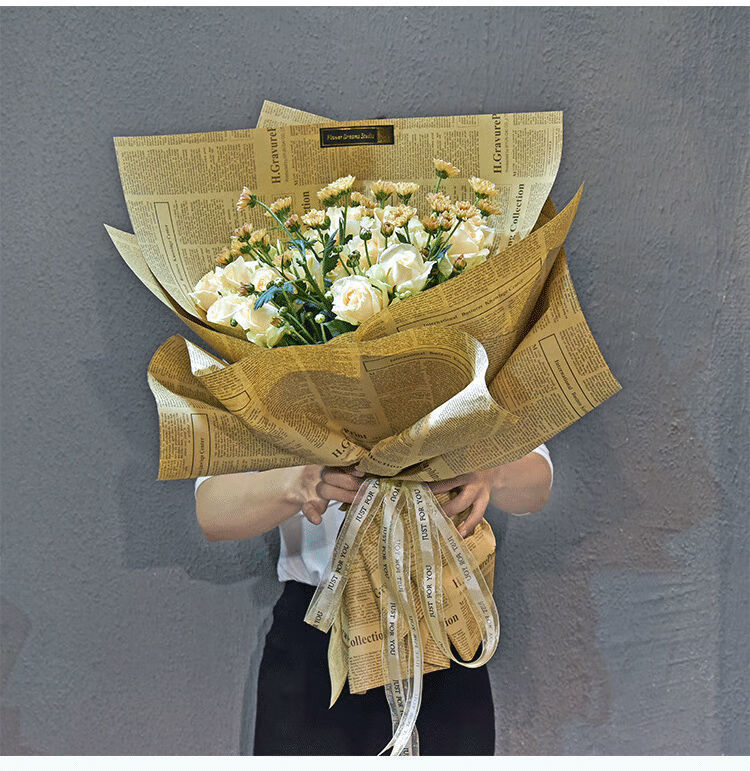 【精选好礼】青衣坊英文复古报纸礼品花艺包花纸材料牛皮纸包书纸鲜花