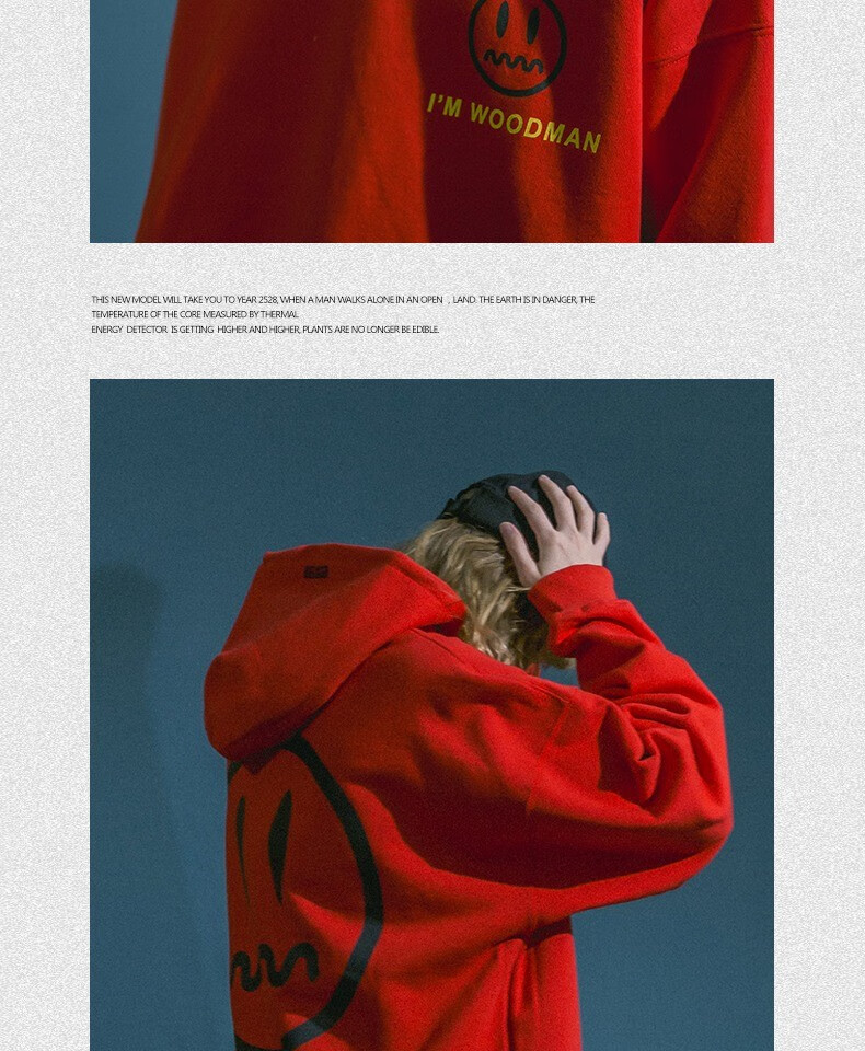 2022秋冬新款小恶魔笑脸卫衣男女鬼脸笑脸哭脸基础印花帽衫情侣卫衣