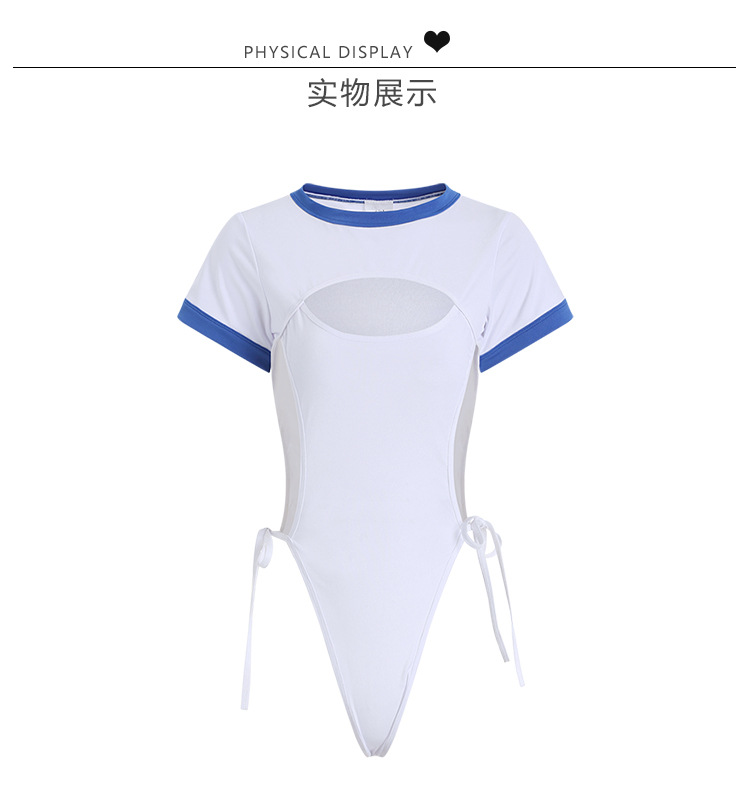 楚禹訫性感暗扣开档免脱胸露连体衣绑带纯欲cosplay校园水手jk制服