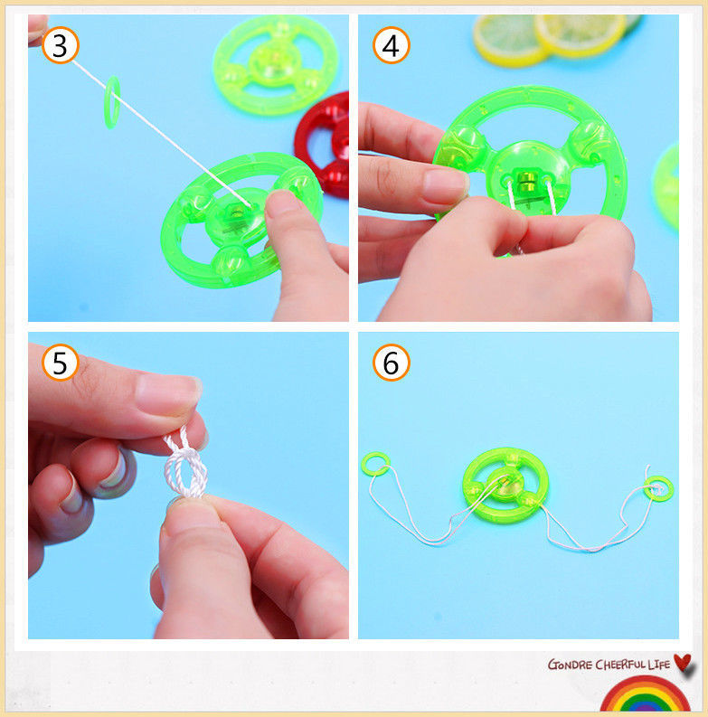 林中鸟儿童发光拉线飞轮拉哨玩具闪光拉线风火轮发光飞轮怀旧小玩具