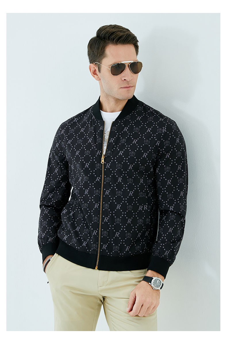 raidyboer雷迪波尔春夏新品男士时尚棒球领双面可穿夹克302570黑色