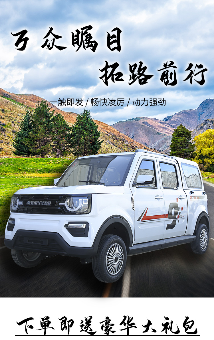 四轮车老头乐油电两用双排小货车代步车新能源电车 电动皮卡四轮车