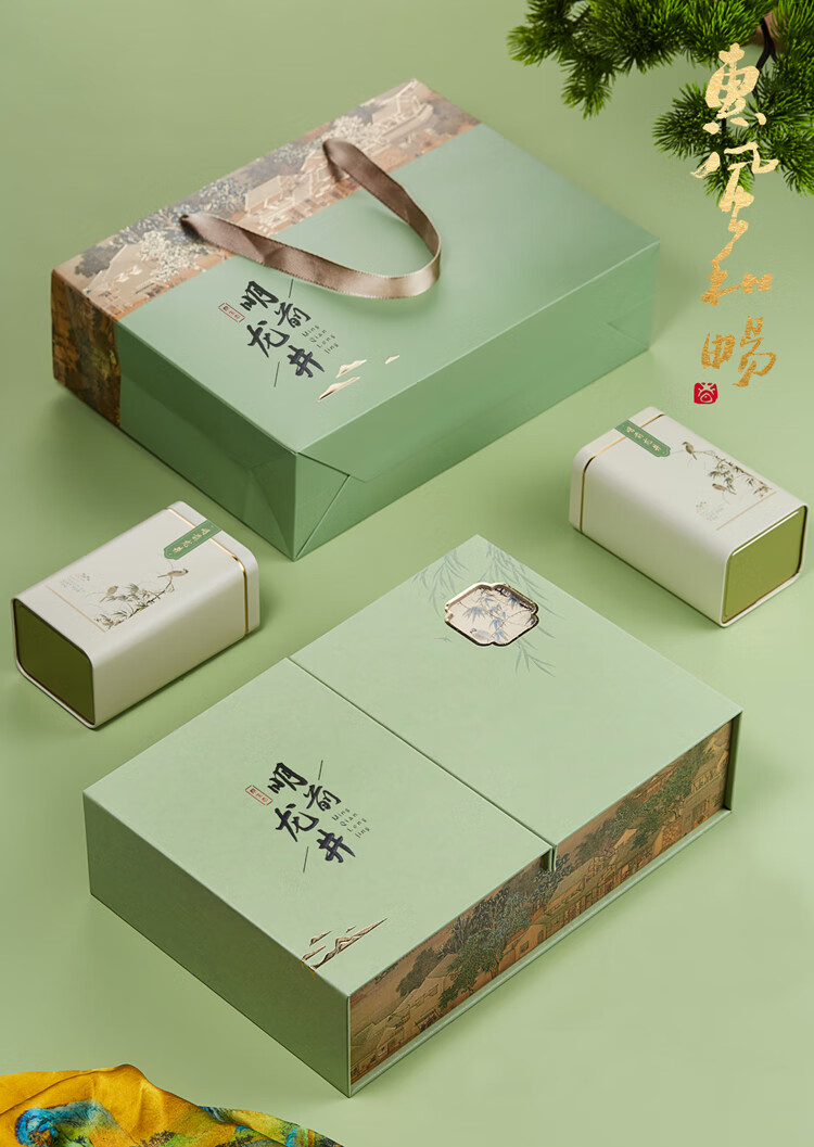 盒空礼盒绿茶龙井茶大佛龙井礼盒装空盒 浅绿(明前龙井)【图片 价格