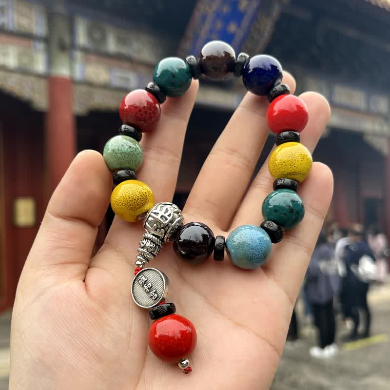 琉璃香灰手串北京雍和宫流通处香灰瓷吞金金珠佛珠手串香灰琉璃网红