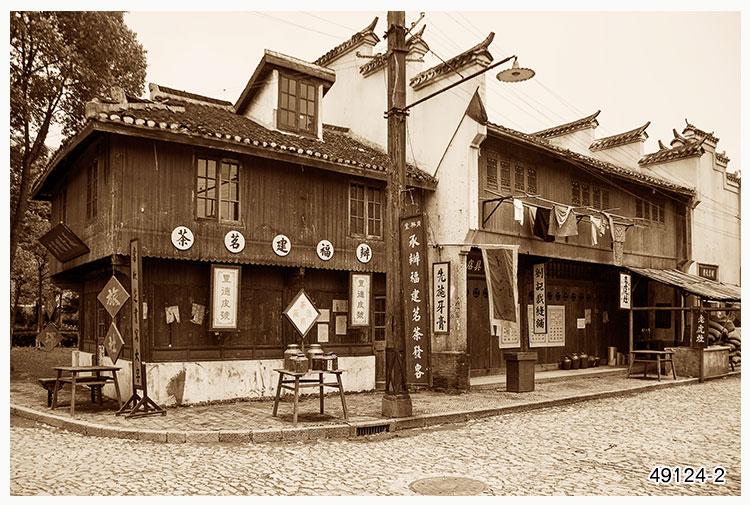 多美莱无缝墙布复古老上海民国风壁纸3d黑白街景墙纸怀旧火锅店餐厅