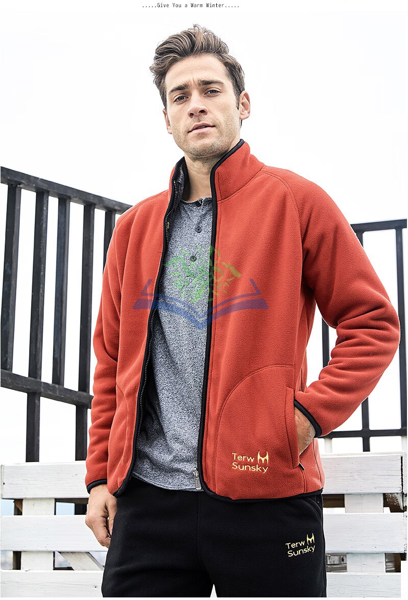 新款新品抓绒衣男士加厚加绒秋冬季户外抓绒衣开衫外套男户外摇粒绒