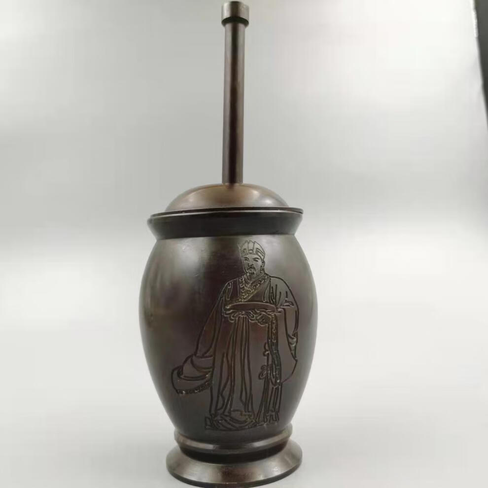 中医研钵纯铜捣药罐实心华佗中药中医摆件老式铜臼冲筒盅研钵研磨器捣