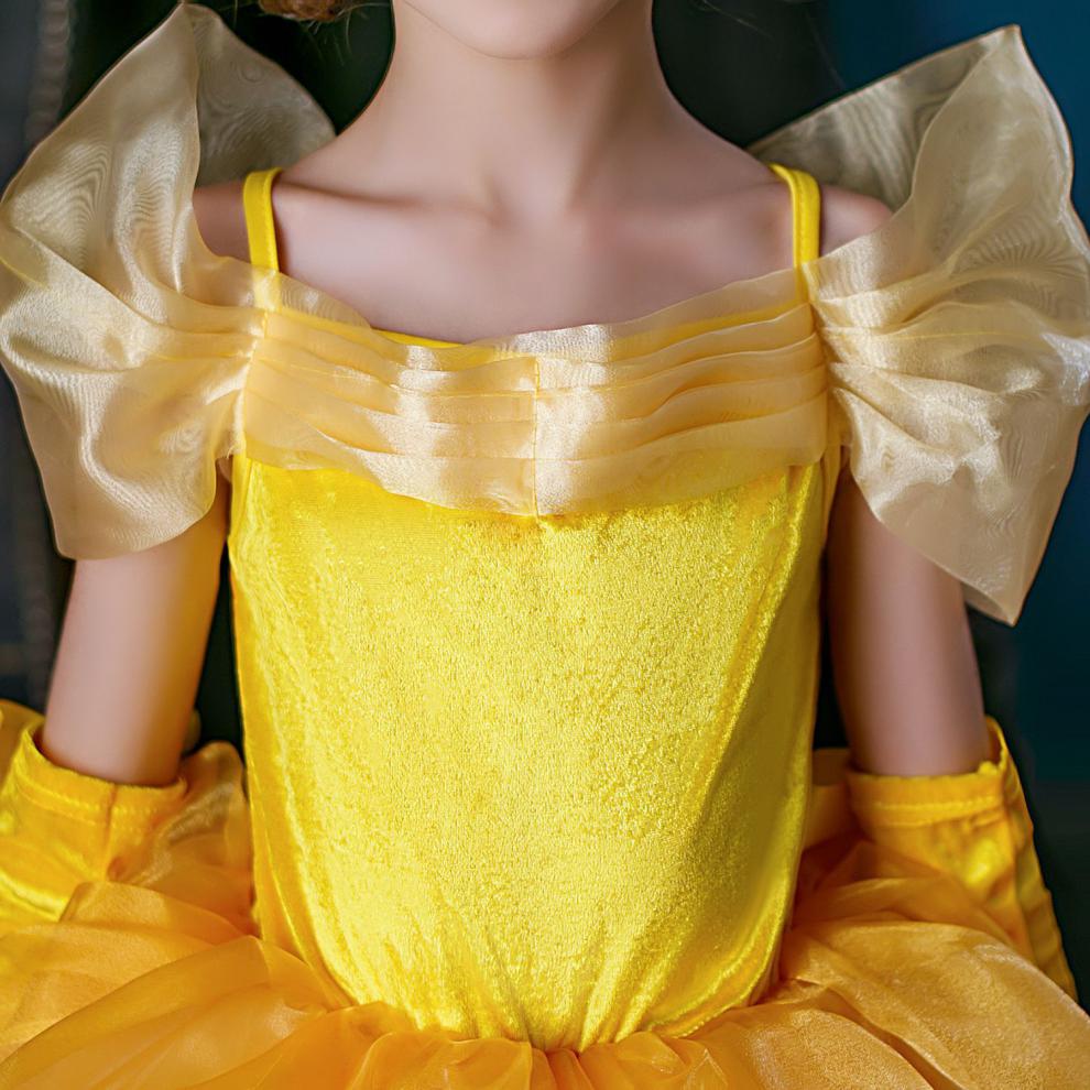 中二班贝儿公主裙儿童礼服蓬蓬裙美女与野兽贝尔公主裙女童连衣裙万圣