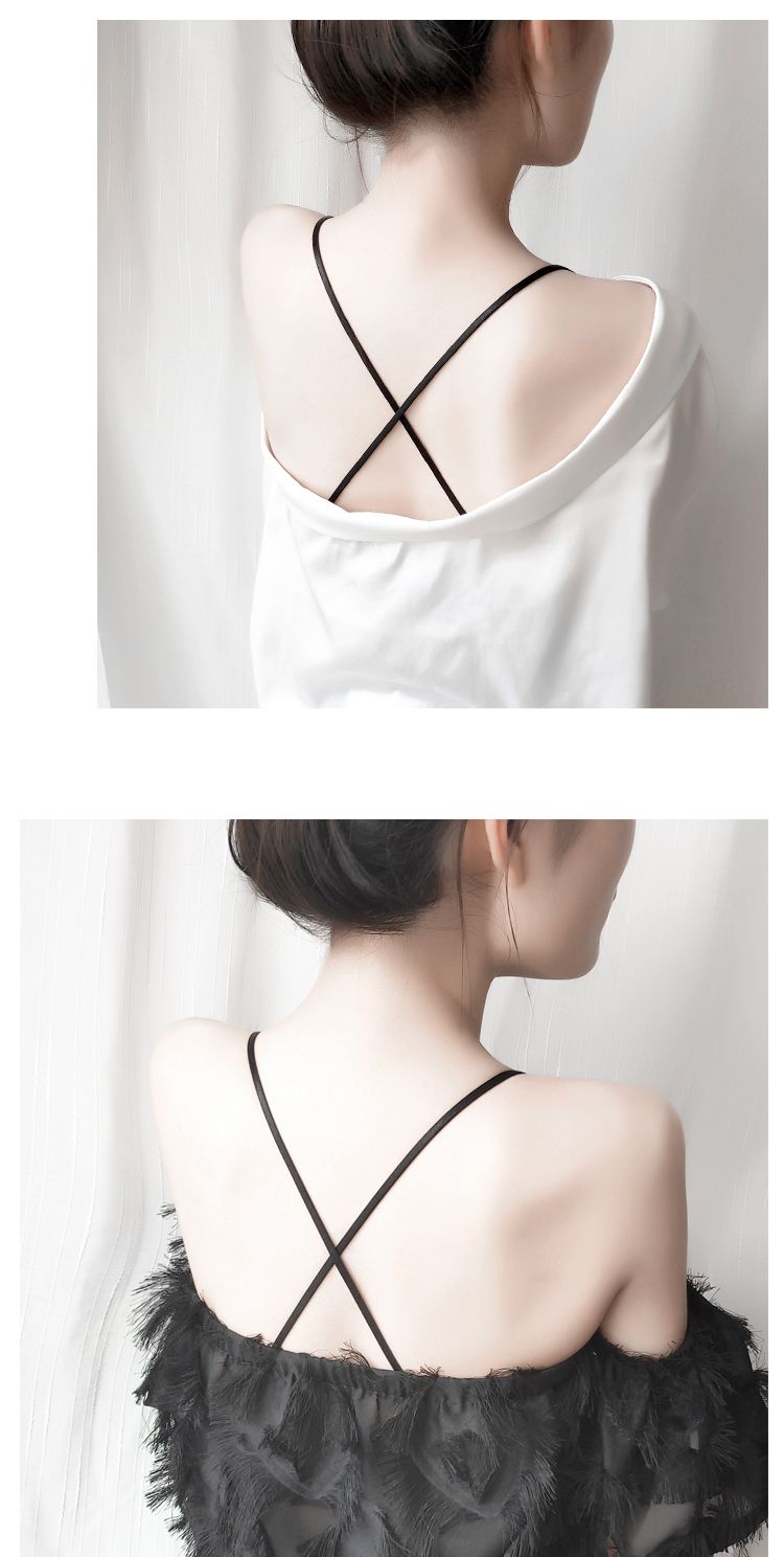 美背内衣交叉带聚拢透明隐形肩带女无痕可外罩带夏季细内衣带美背文胸