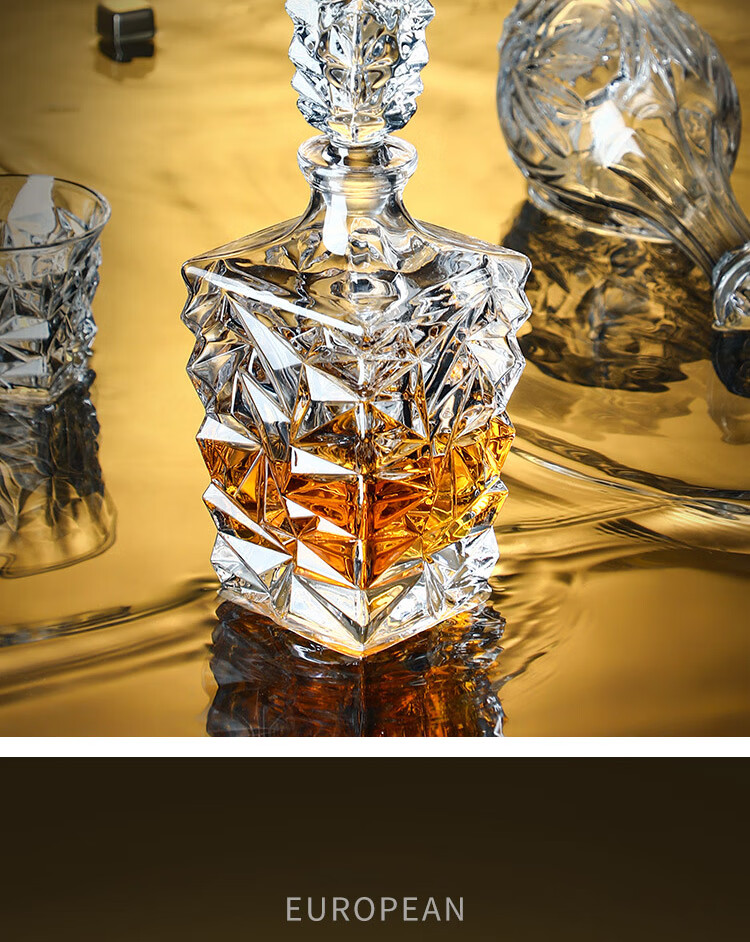 威士忌酒樽洋酒杯高档家用酒壶水晶玻璃洋酒瓶存储威士忌白酒药酒带盖