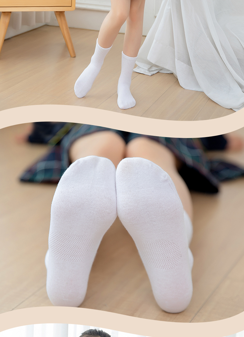 官方旗舰店 运动儿童袜子白色秋季薄款纯棉小学生运动袜男童短袜女童