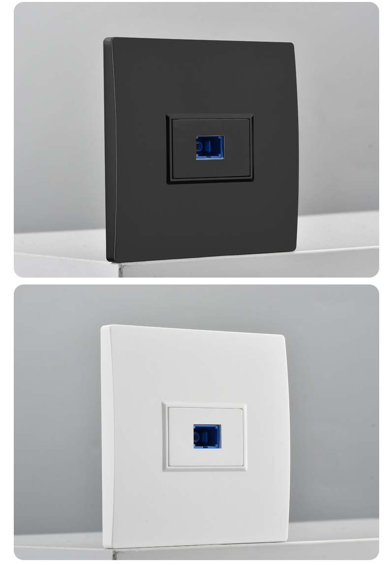 86型暗装一二三位单双口光纤插座面板sc光纤墙壁面板带光纤线二位sc